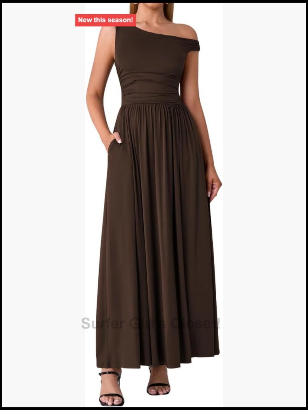 One Shoulder Maxi Dress A-Line Sleeveless Flowy Summer Formal